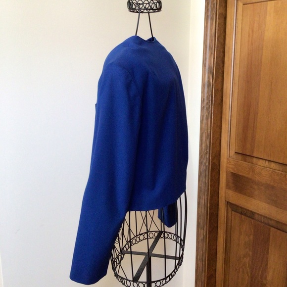Pendleton Vintage Royal Blue 100% Pure Virgin Wool Cropped Blazer - Picture 3 of 6
